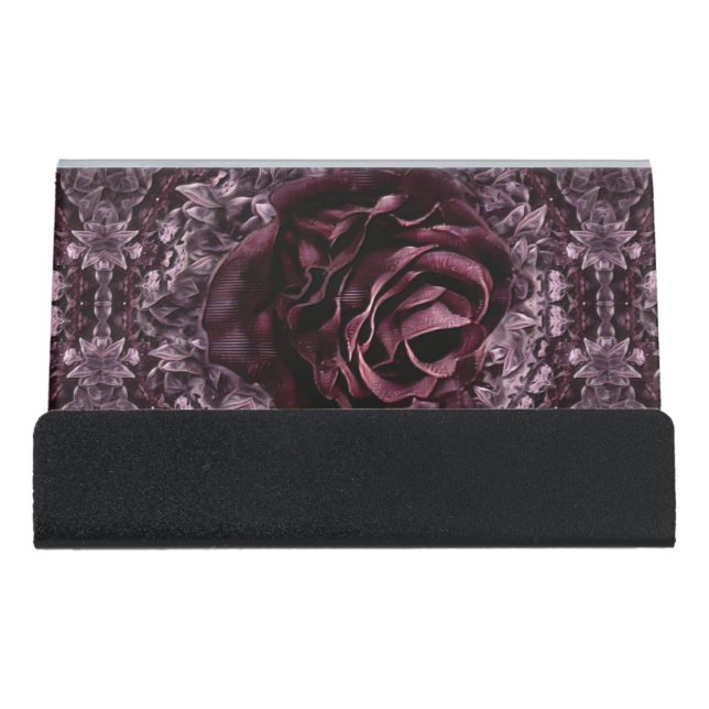 Rose Mandala  Desk Business Card Holder (Front)