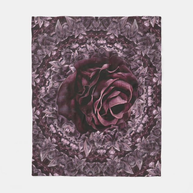 Rose Mandala  Fleece Blanket (Front)