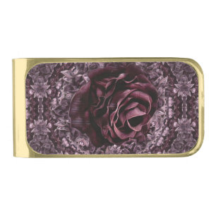 Rose Mandala  Gold Finish Money Clip