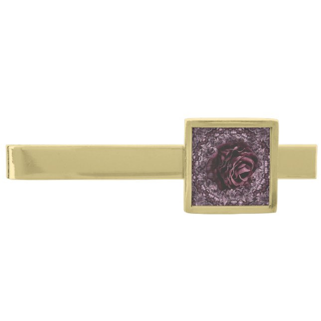 Rose Mandala  Gold Finish Tie Bar (Front)