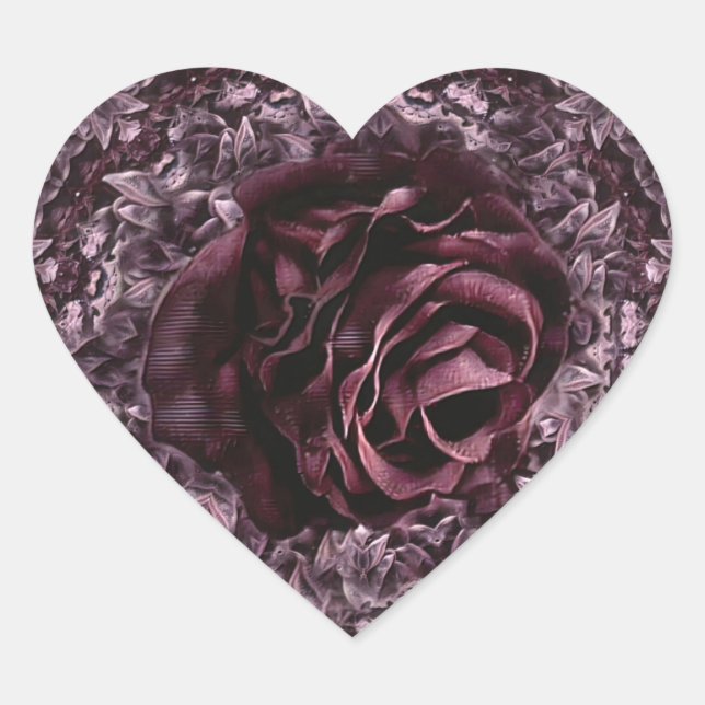 Rose Mandala  Heart Sticker (Front)