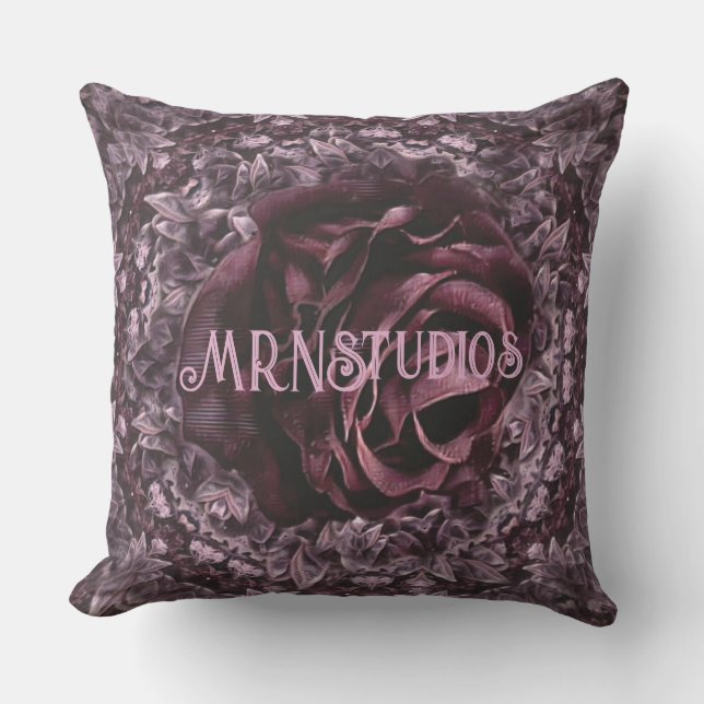 Rose Mandala  Outdoor Pillow (Front)