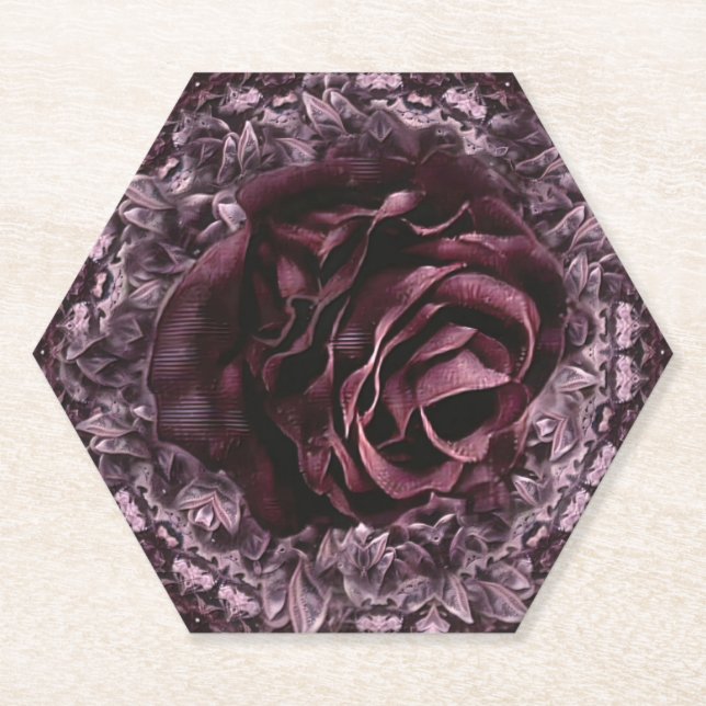 Rose Mandala  Paper Coaster (Front)