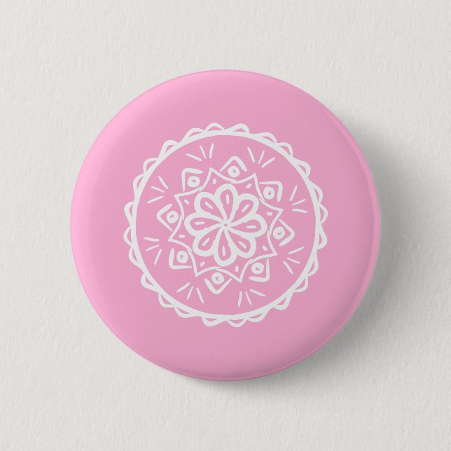 Rose Mandala Pinback Button (Front)
