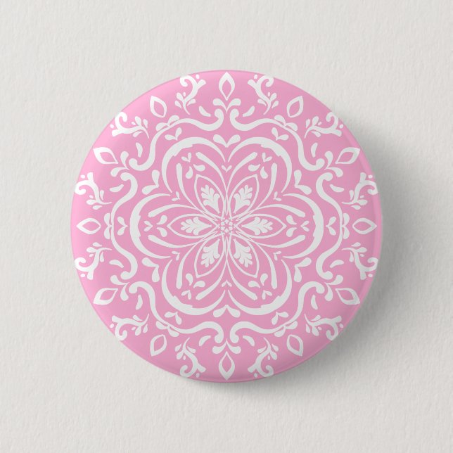Rose Mandala Pinback Button (Front)
