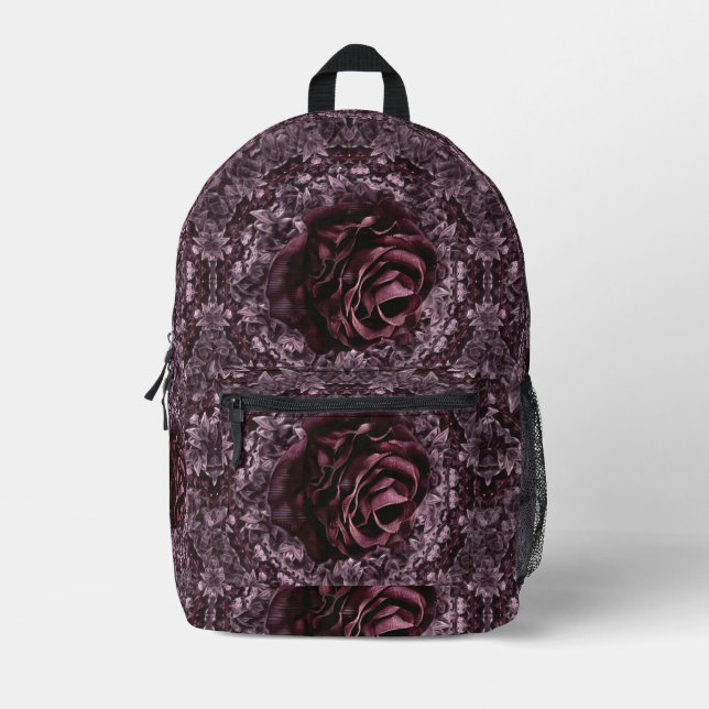 Rose Mandala  Printed Backpack (Front)