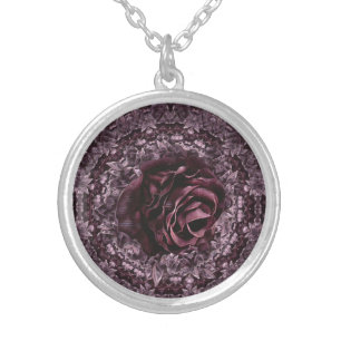 Rose Mandala Silver Plated Necklace