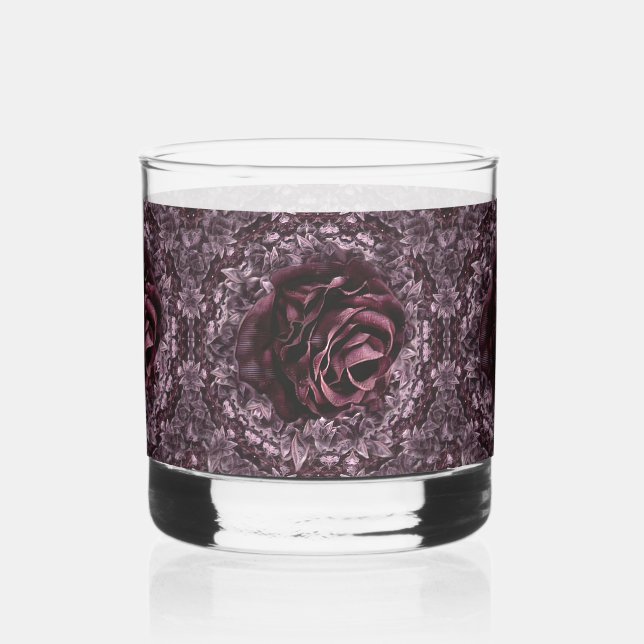 Rose Mandala  Whiskey Glass (Front)