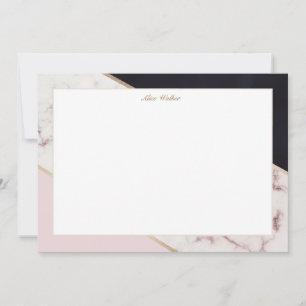 rose marble elegant geometric monogram note card