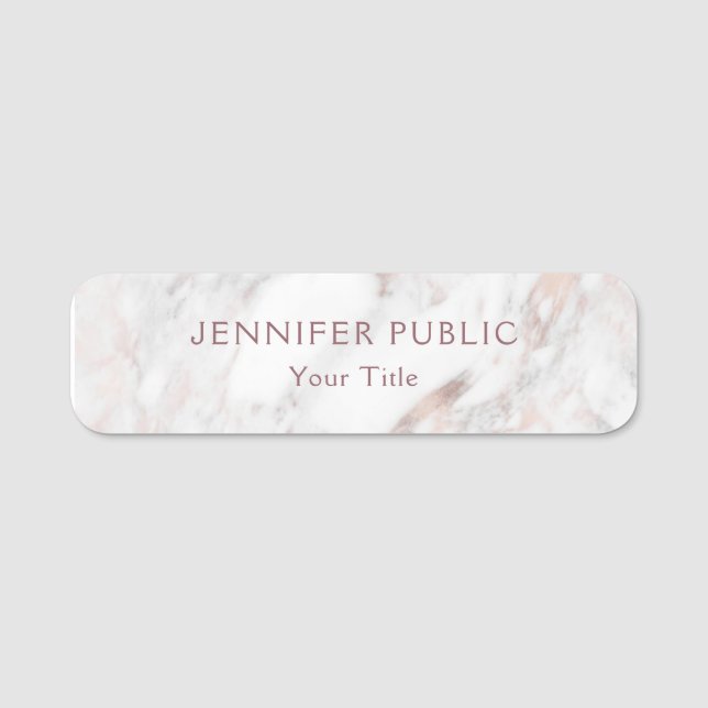 Rose Marble Elegant Modern Template Professional Name Tag (Front)