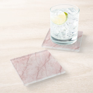 Rose Marble Organic Dusty Rose Blush  Glass Coaster