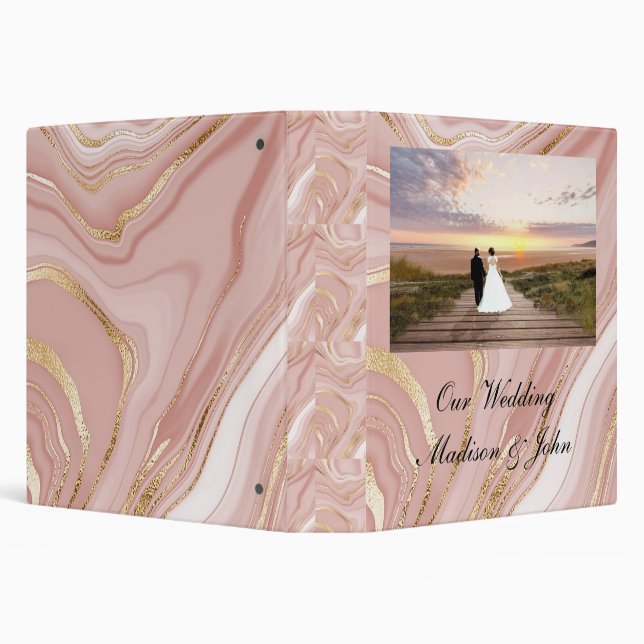 Rose Marble pattern wedding Photo Bider 3 Ring Binder (Background)