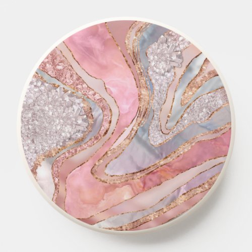 Rose Marble Pearl and crystals geode Digital art PopSocket