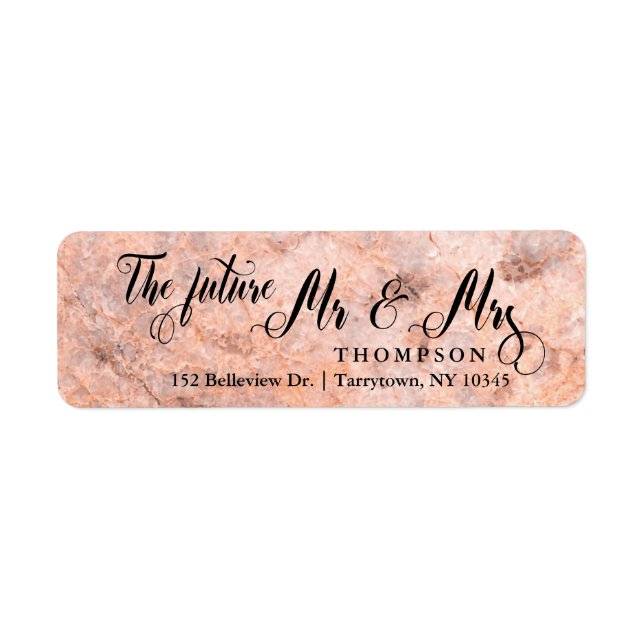 Rose Marble Script The Future Mr and Mrs Label (Front)