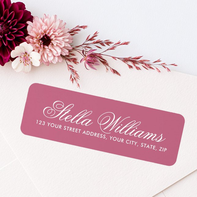 Rose mauve romantic calligraphy script label (Rose mauve romantic calligraphy script label)