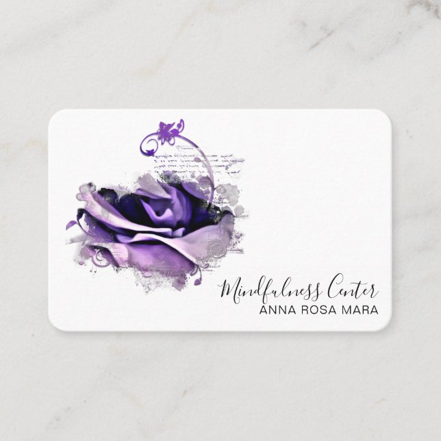 *~* ROSE Meditation QR Reiki Yoga Floral Flower Business Card (Front)