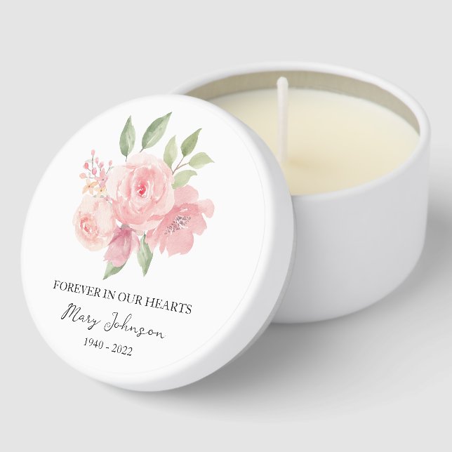 Rose Memorial Funeral Mini Candle Favors (Corner)