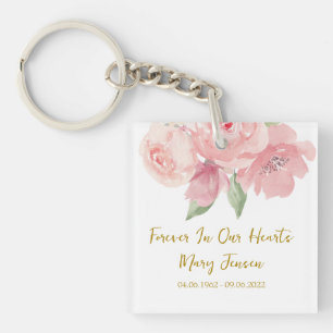 Rose Memorial Funeral Photo Keychain