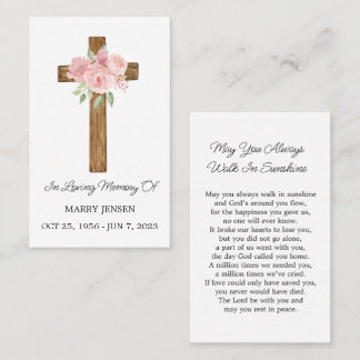 Rose  Memorial Funeral Prayer Card