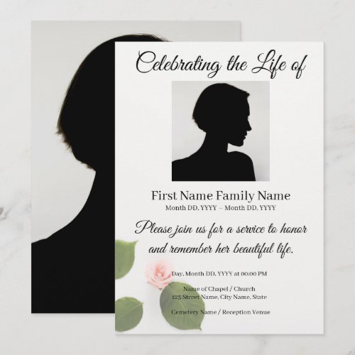 Rose memorial invitation