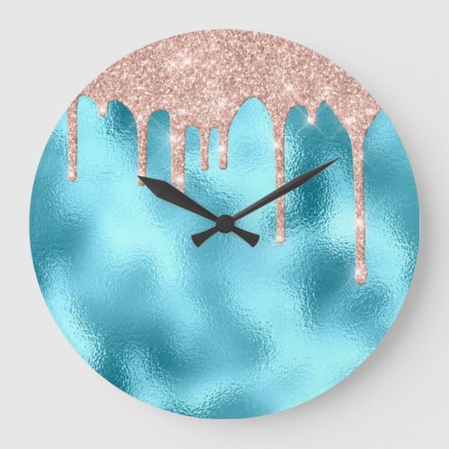 Rose  Metal Spark Glitter Drip Ocean Glitter Large Clock