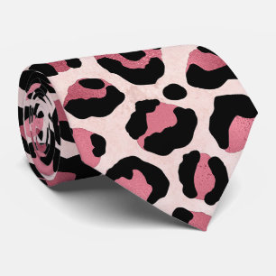 Rose Metallic Leopard Print Neck Tie