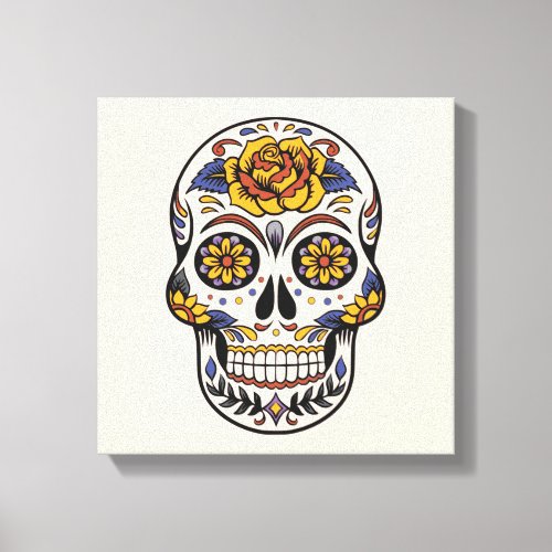 Rose Mexican Sugar Skull Day of the Dead Canvas Print