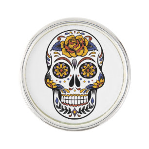 Rose Mexican Sugar Skull Day of the Dead Lapel Pin