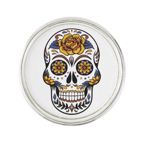 Rose Mexican Sugar Skull Day of the Dead Lapel Pin