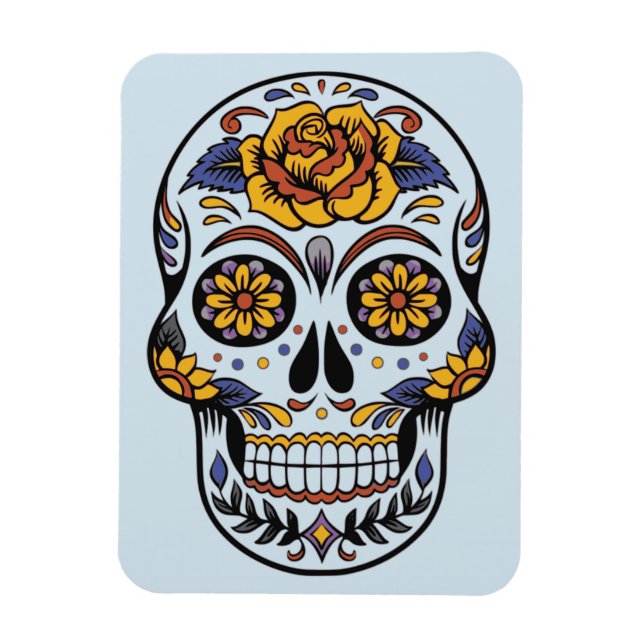 Rose Mexican Sugar Skull Day of the Dead Magnet (Vertical)