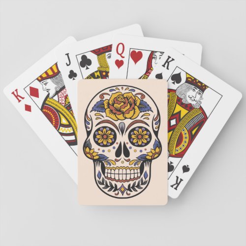 Rose Mexican Sugar Skull Day of the Dead Playing Cards