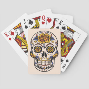 Rose Mexican Sugar Skull Day of the Dead Poker Cards