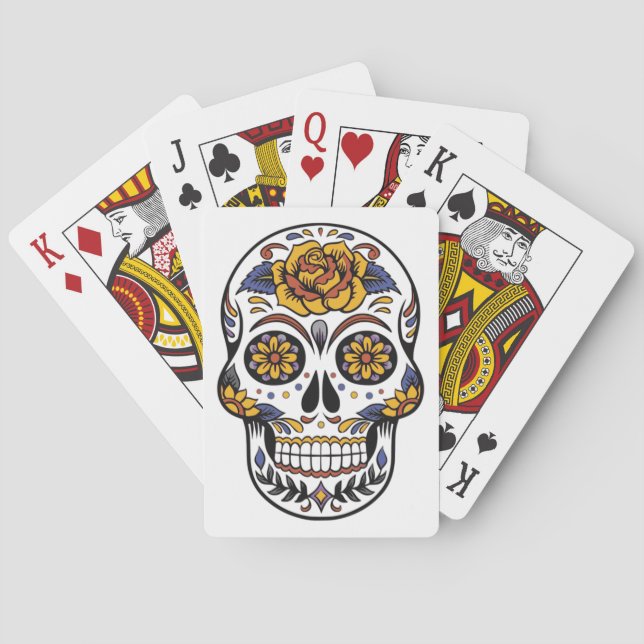 Rose Mexican Sugar Skull Day of the Dead Poker Cards (Back)