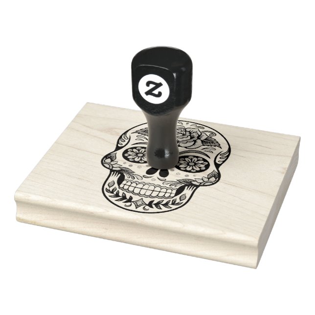 Rose Mexican Sugar Skull Day of the Dead Rubber Stamp (Stamp)