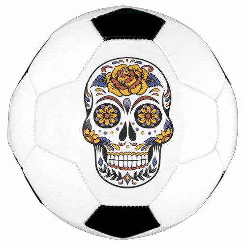 Rose Mexican Sugar Skull Day of the Dead Soccer Ball