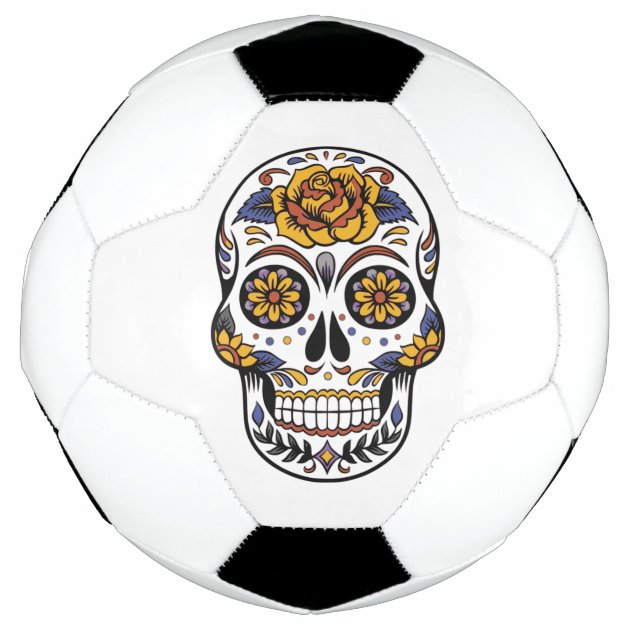 Rose Mexican Sugar Skull Day of the Dead Soccer Ball | Zazzle