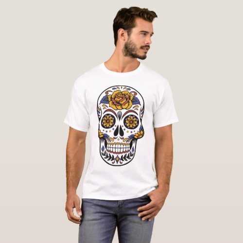 Rose Mexican Sugar Skull Day of the Dead T_Shirt