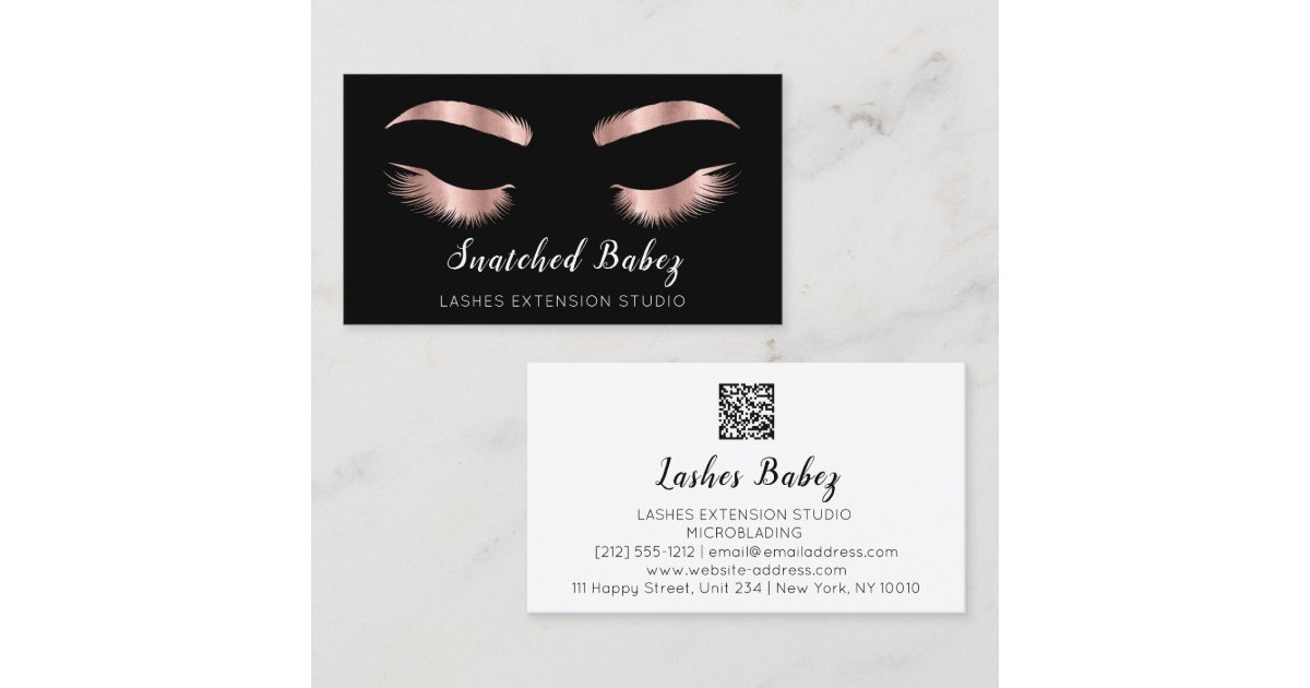 Rose Microblading Makeup Eyelashes QR Code Logo Business Card | Zazzle