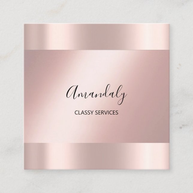 Rose Minimalism Elegant Event Makeup Artist Square Business Card (Front)