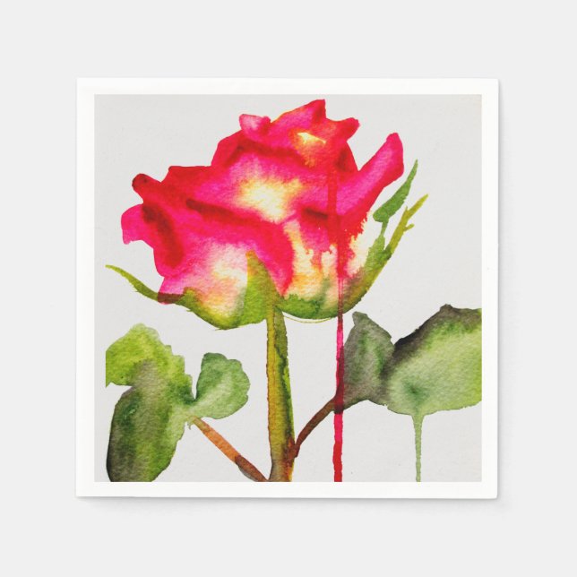 Rose modern floral art homeware napkins (Front)