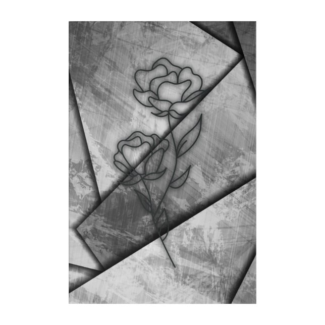 Rose Monochromatic Acrylic Wall Art (Front)