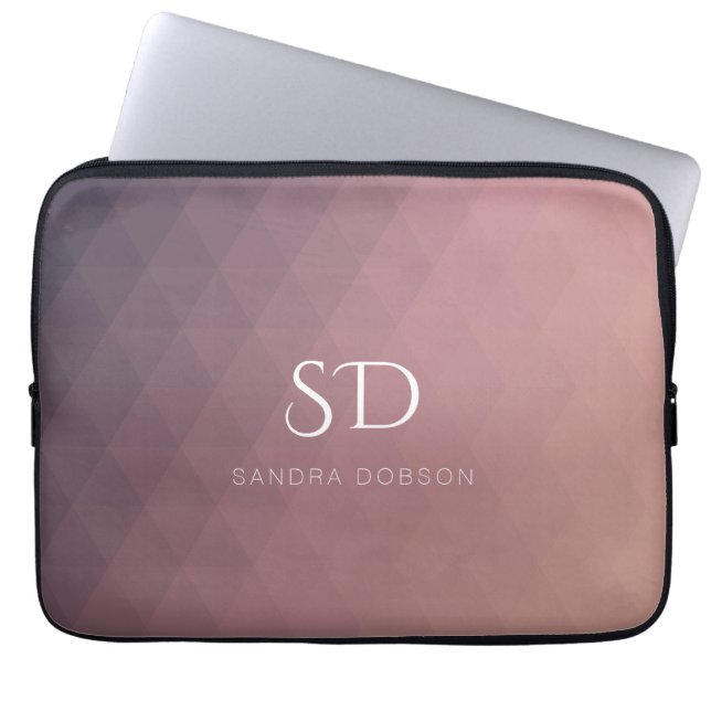 Rose Monogram and Name Simple Laptop Sleeve (Front)