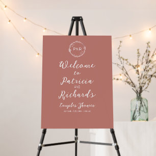 Rose Monogram Couples Shower Welcome Sign Board