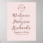 Rose Monogram Engagement Party Welcome Sign Board at Zazzle
