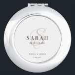 Rose Monogram Personalized Bridesmaid Gift Compact Mirror<br><div class="desc">This cute personalized bridesmaid gift mirror features personalized bridesmaid's name,  calligraphy monogram in light rose color,  bride and groom's names,  and wedding date. You can change the background and fonts colors easily if you like.</div>