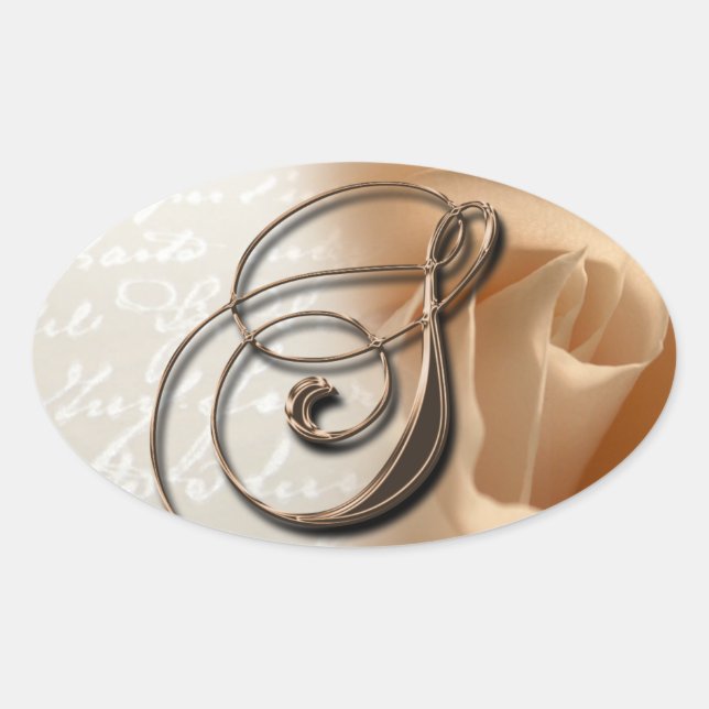 Rose Monogram S Oval Wedding Favor Seals (Front)
