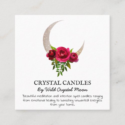 Rose Moon Crystal Candle Intention Spell Square Business Card