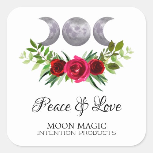 Rose Moon Intention Spell Candle Square Label