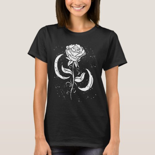 Rose Moon Mystical Soft Grunge Aesthetic Goth Myst T_Shirt