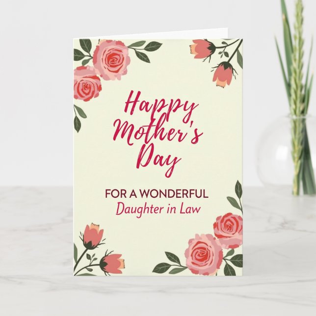 Rose Mothers Day Daughter In Law Card (Front)